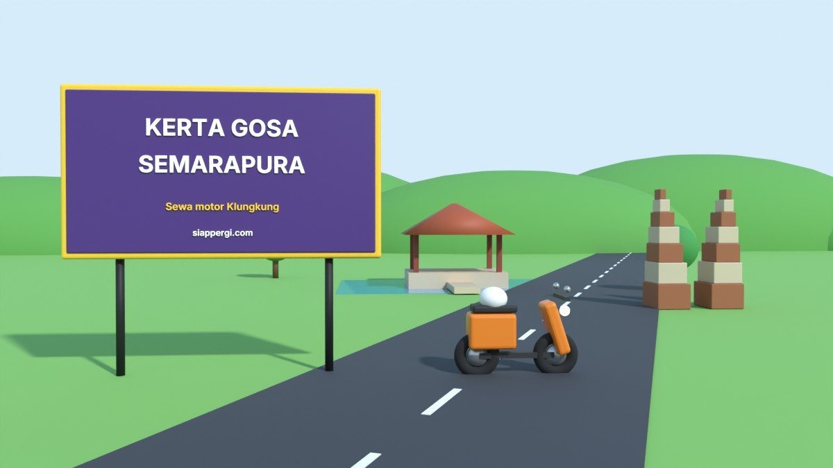 Bale Kambang di kompleks Kerta Gosa (Taman Gili), Semarapura, dikelilingi kolam.