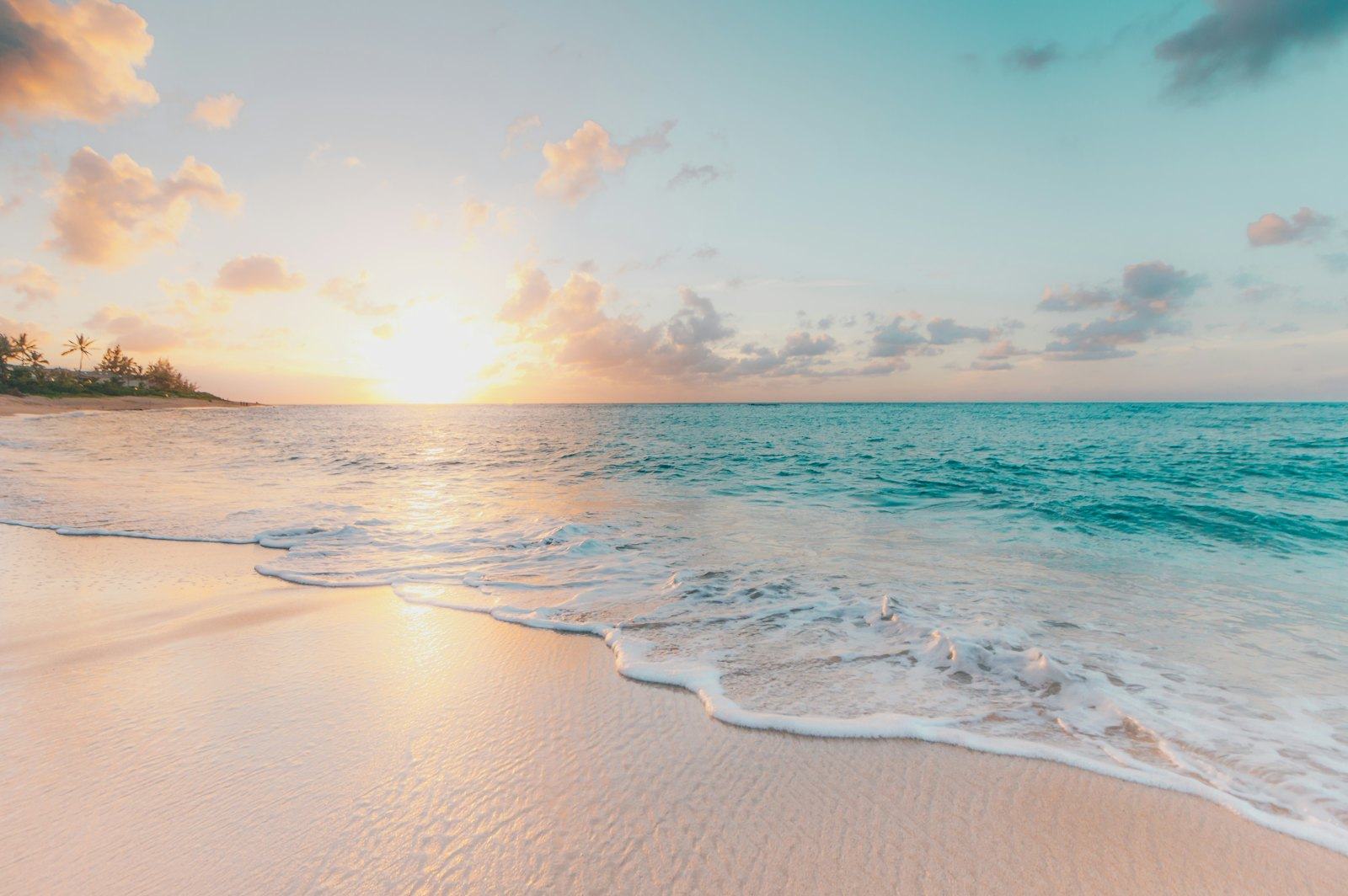 White-sand beach at sunrise