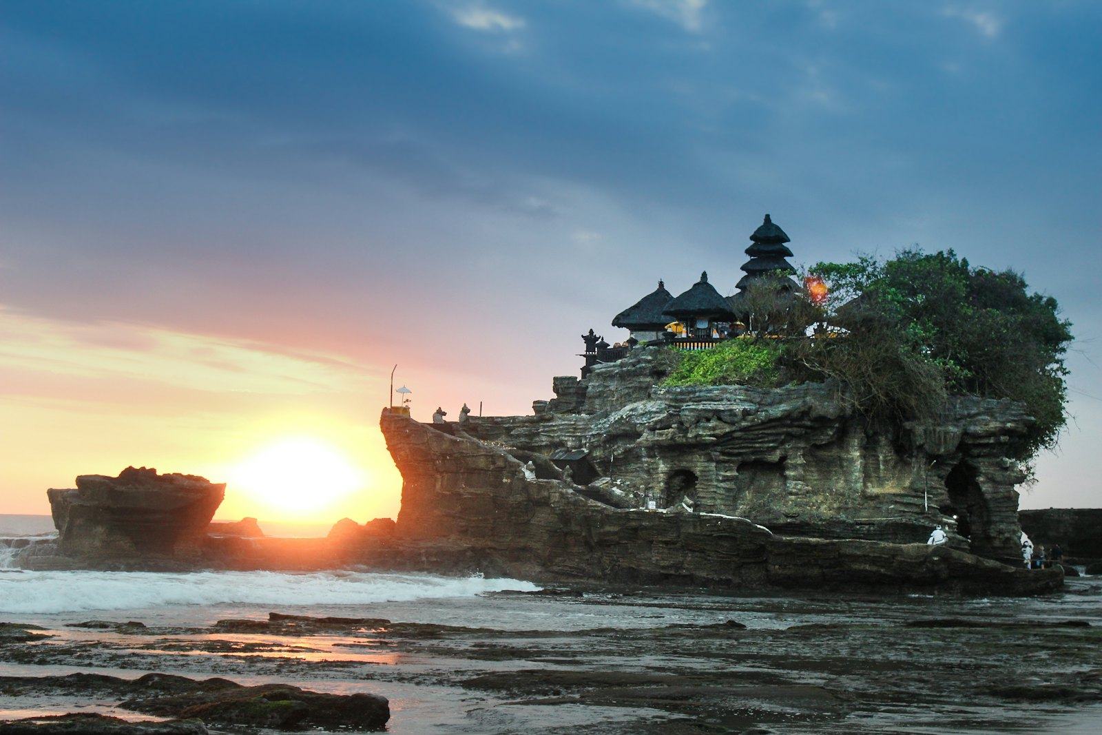 Tanah Lot temple in Tabanan at dusk