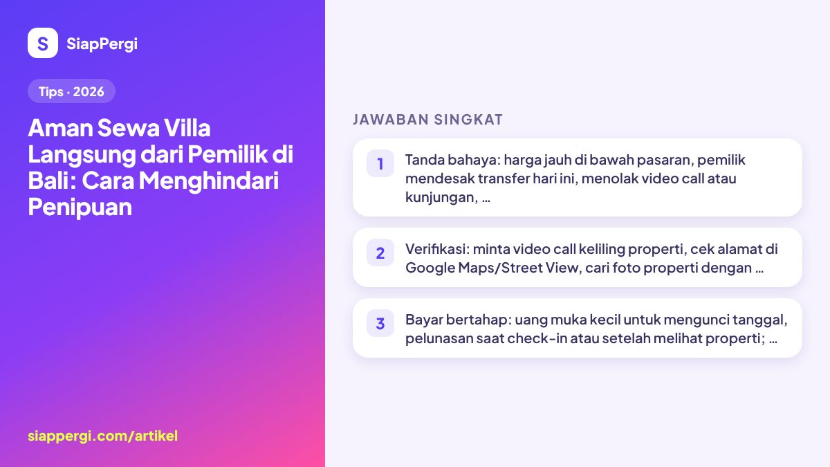 Renting a Villa Directly From the Owner in Bali: Avoiding Scams