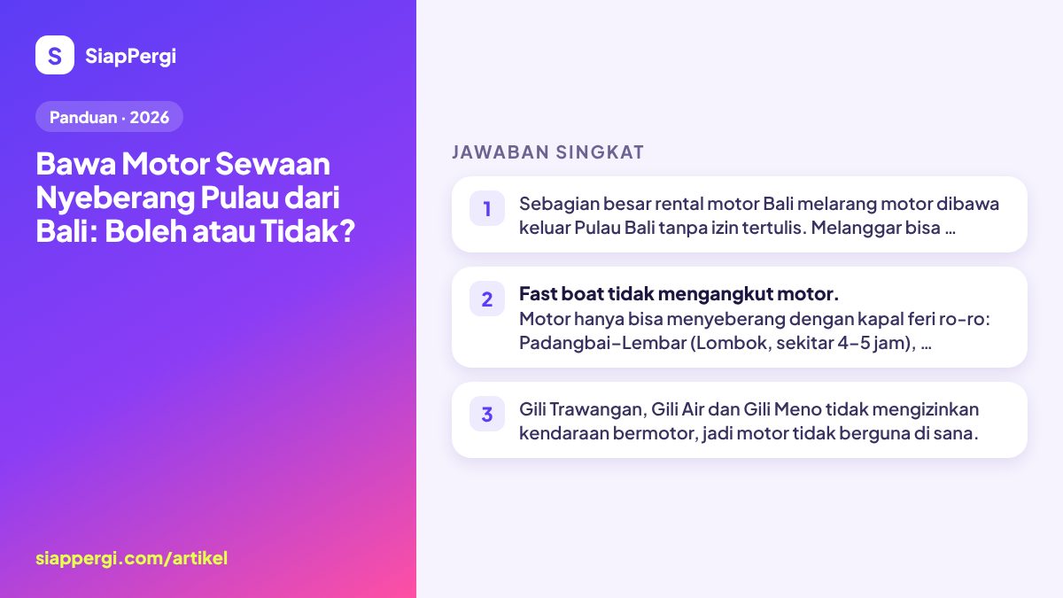 Taking a Bali Rental Scooter to Other Islands: Allowed?
