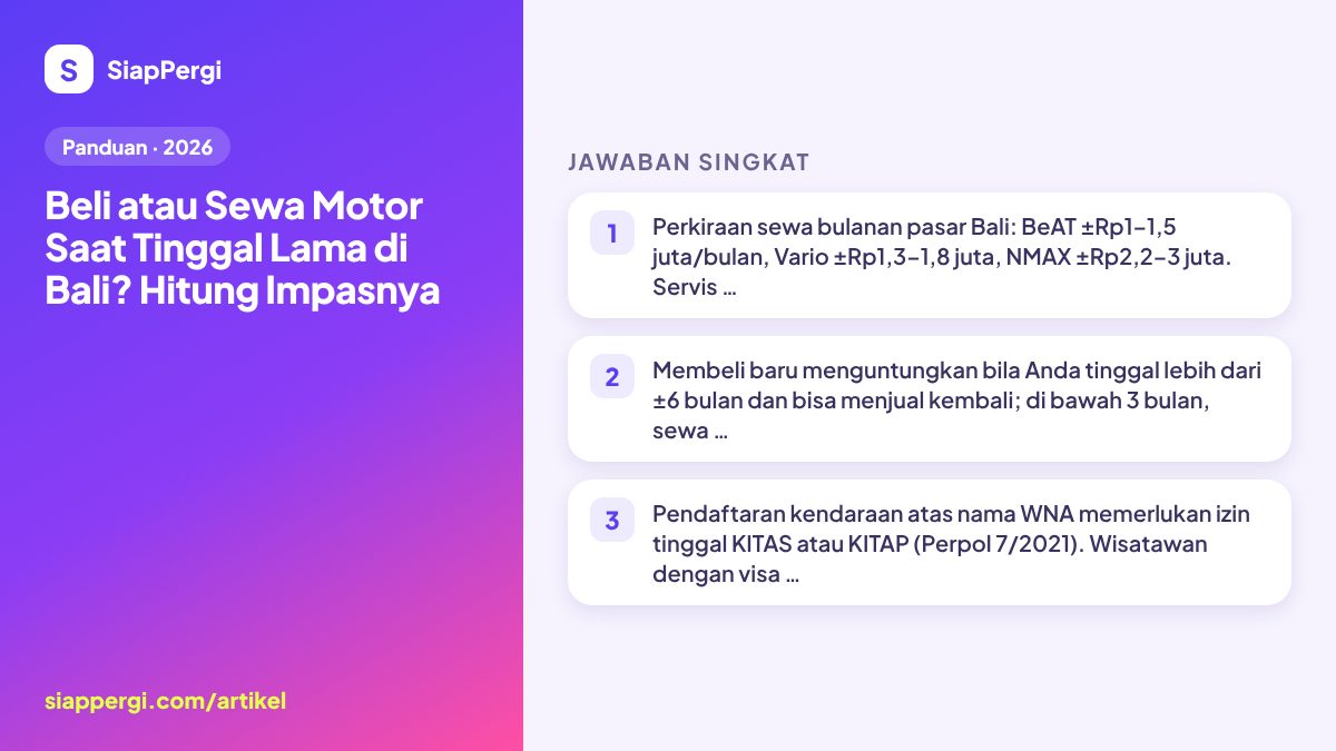 Buy or Rent a Scooter for a Long Stay in Bali? Break-Even Math