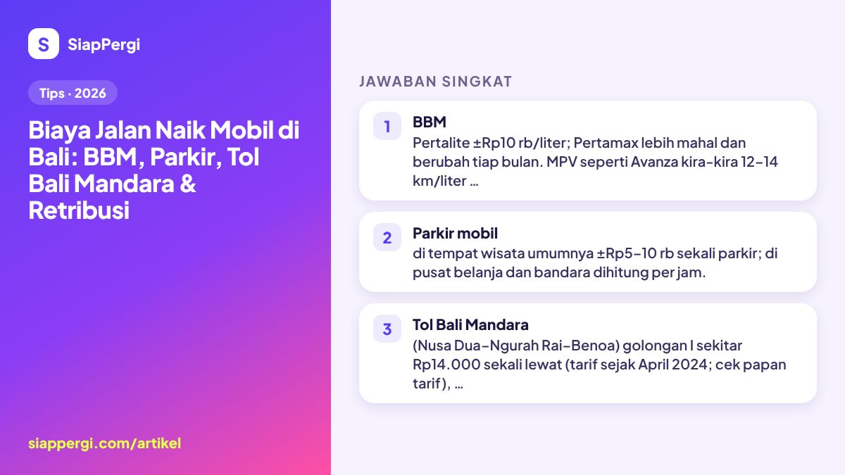 Driving Costs in Bali: Fuel, Parking, Bali Mandara Toll & Fees