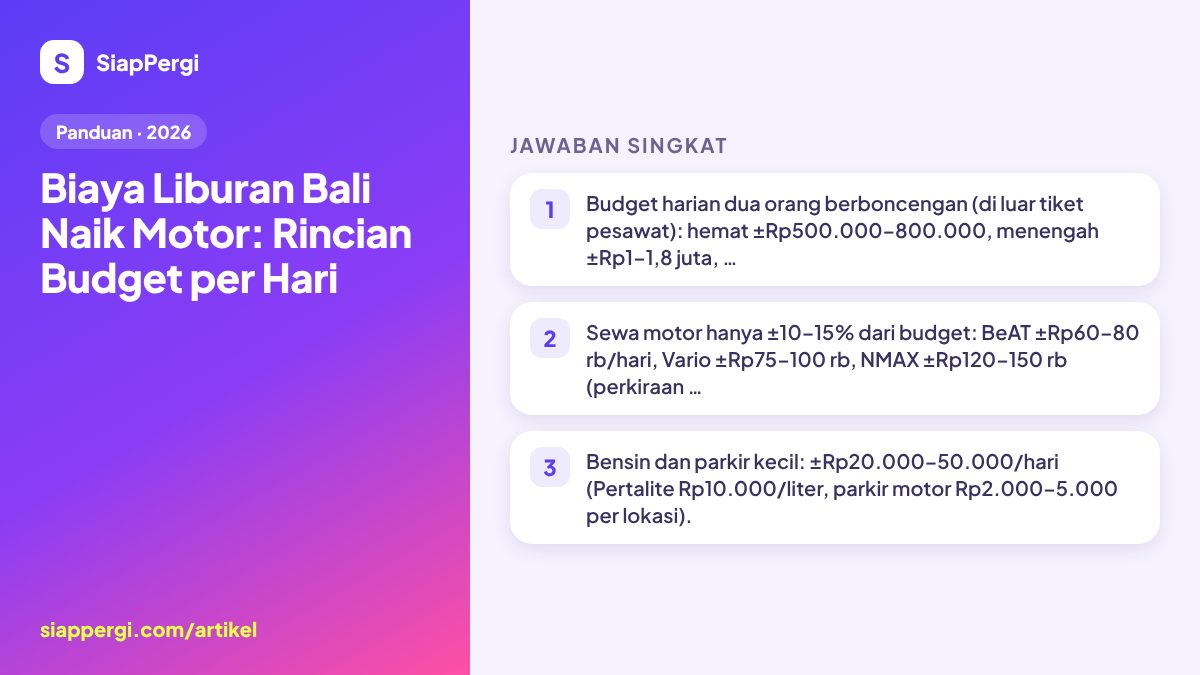 Bali Holiday Cost by Scooter: Daily Budget Breakdown
