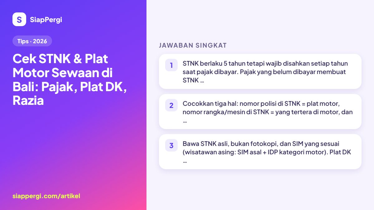 Checking a Rental Scooter's STNK & Plates in Bali