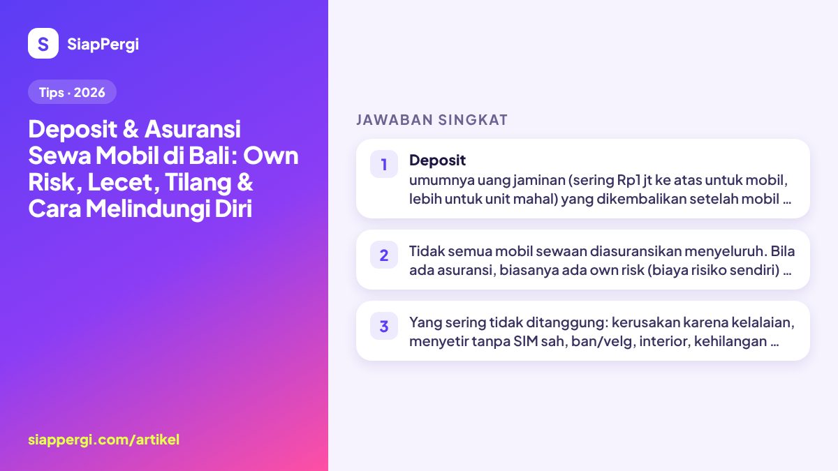 Bali Car Rental Deposit & Insurance: Own Risk, Scratches & Fines