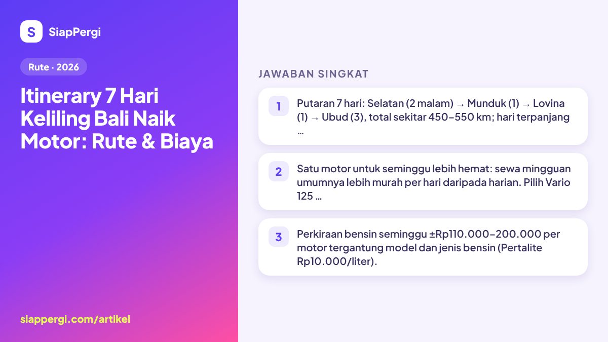 7-Day Bali Scooter Itinerary: Route, Distances & Costs