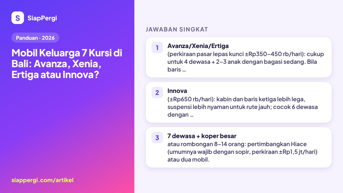 7-Seater Family Car in Bali: Avanza, Xenia, Ertiga or Innova?