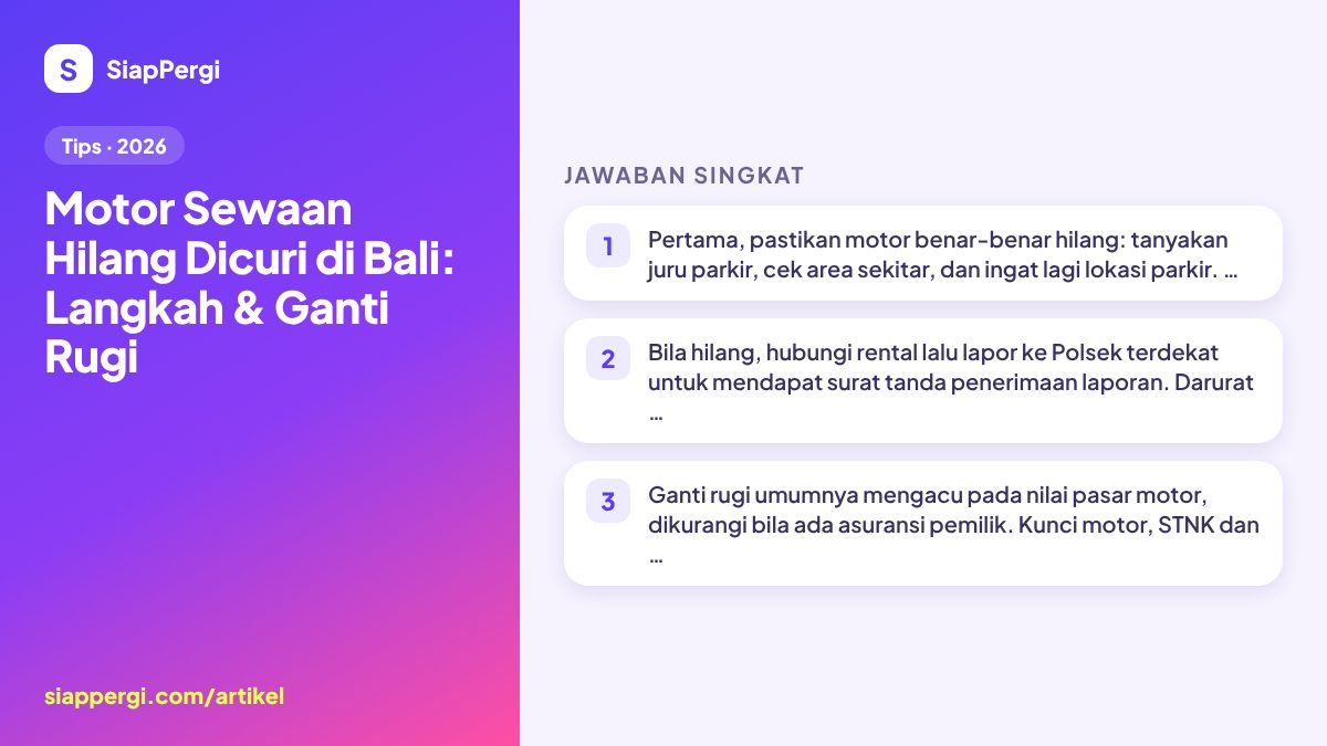 Rental Scooter Lost or Stolen in Bali: Steps & Compensation