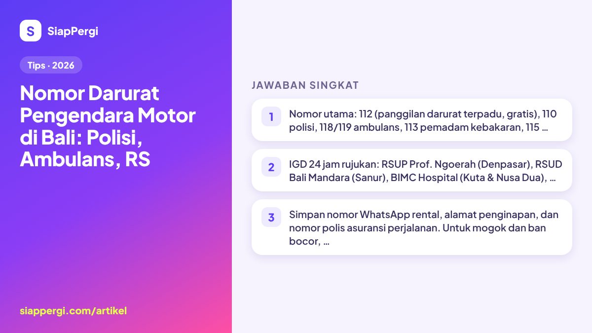 Emergency Numbers for Scooter Riders in Bali: Police, Hospitals