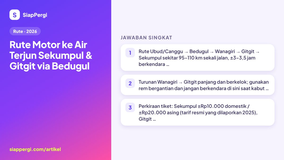 Scooter Route to Sekumpul & Gitgit Waterfalls via Bedugul