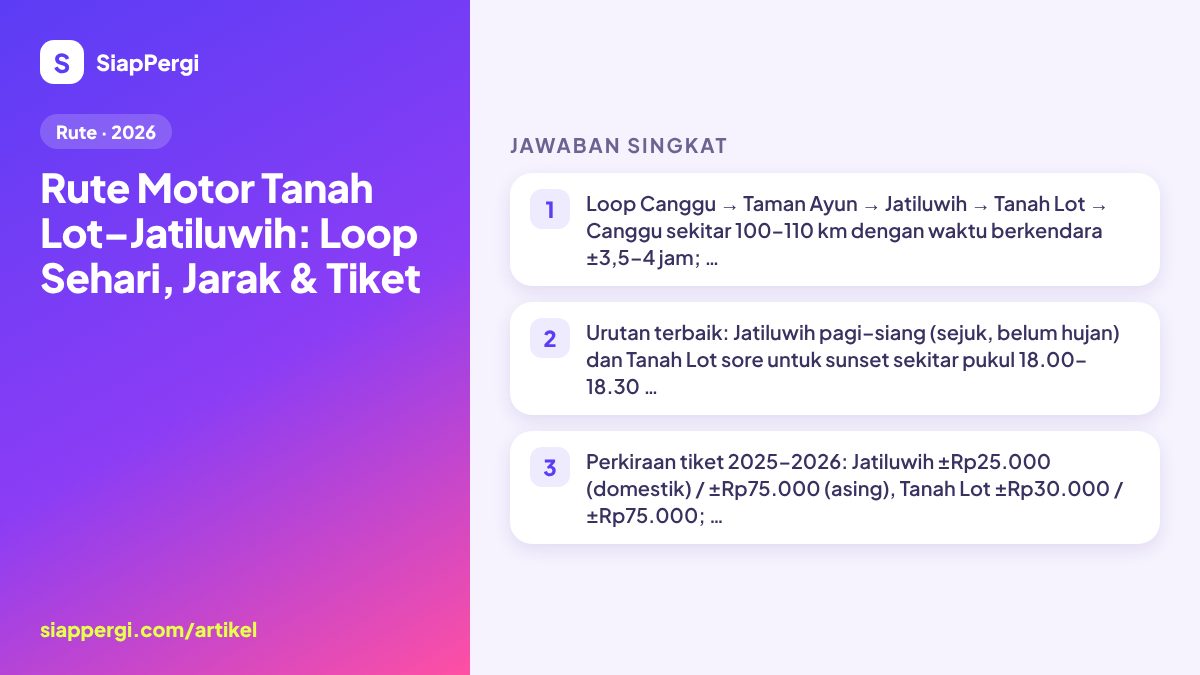 Tanah Lot & Jatiluwih by Scooter: Day Loop, Distances, Tickets