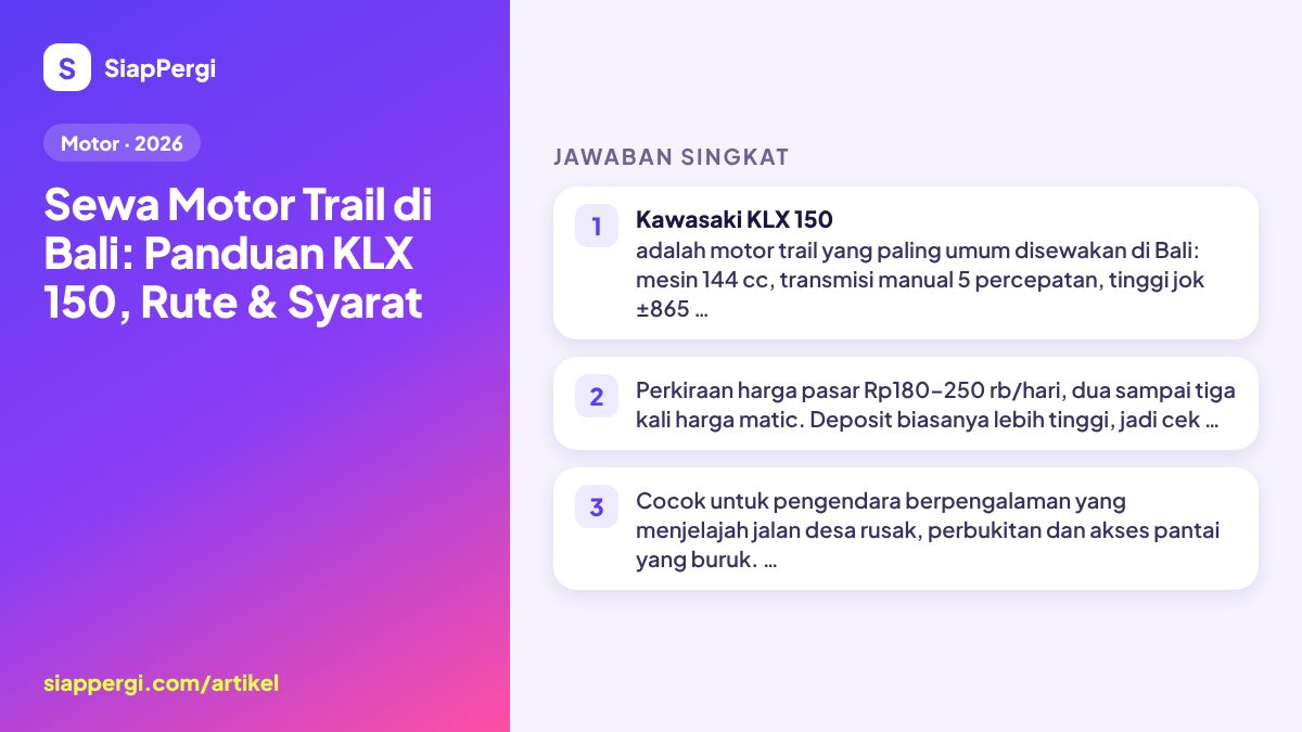 Dirt Bike Rental in Bali: KLX 150 Guide, Routes & Rules