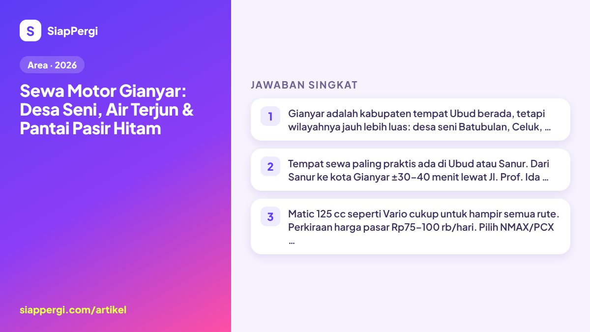 Scooter Rental for Gianyar: Art Villages, Waterfalls & Beaches