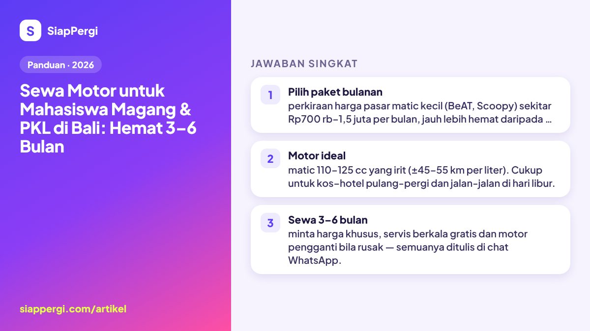 Scooter Rental for Interns in Bali: Save Over 3–6 Months