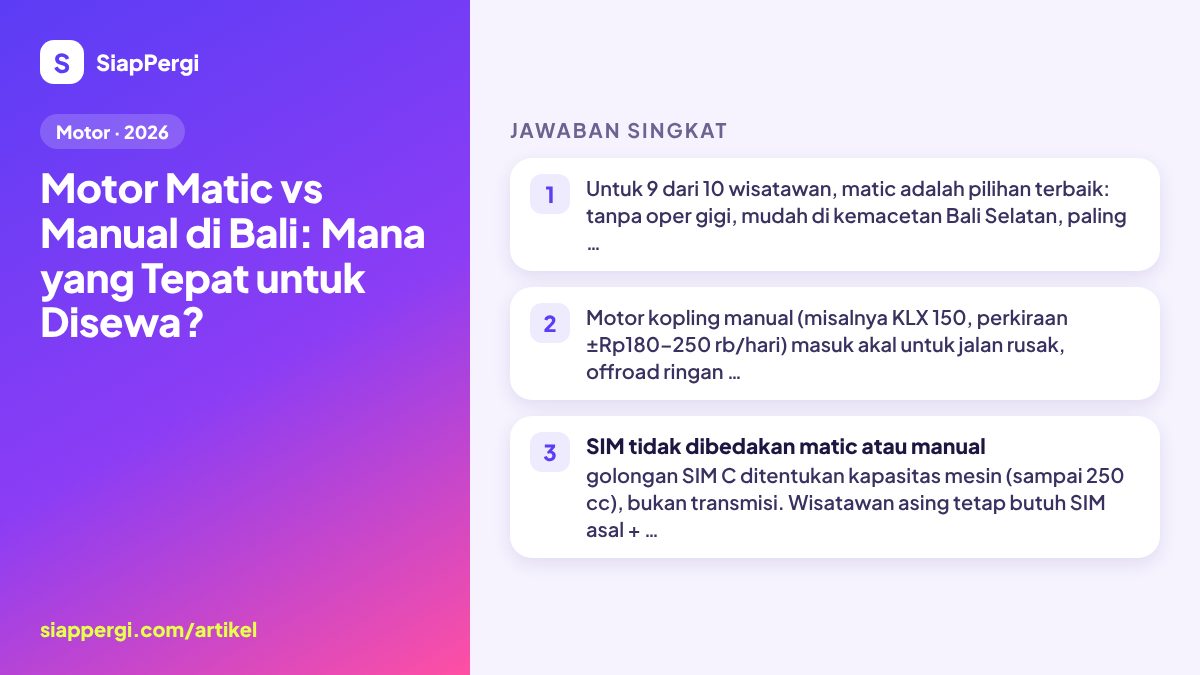 Automatic vs Manual Scooter in Bali: Which Should You Rent?