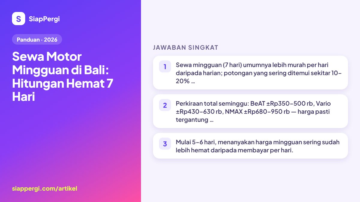 Weekly Scooter Rental in Bali: How to Save Over 7 Days
