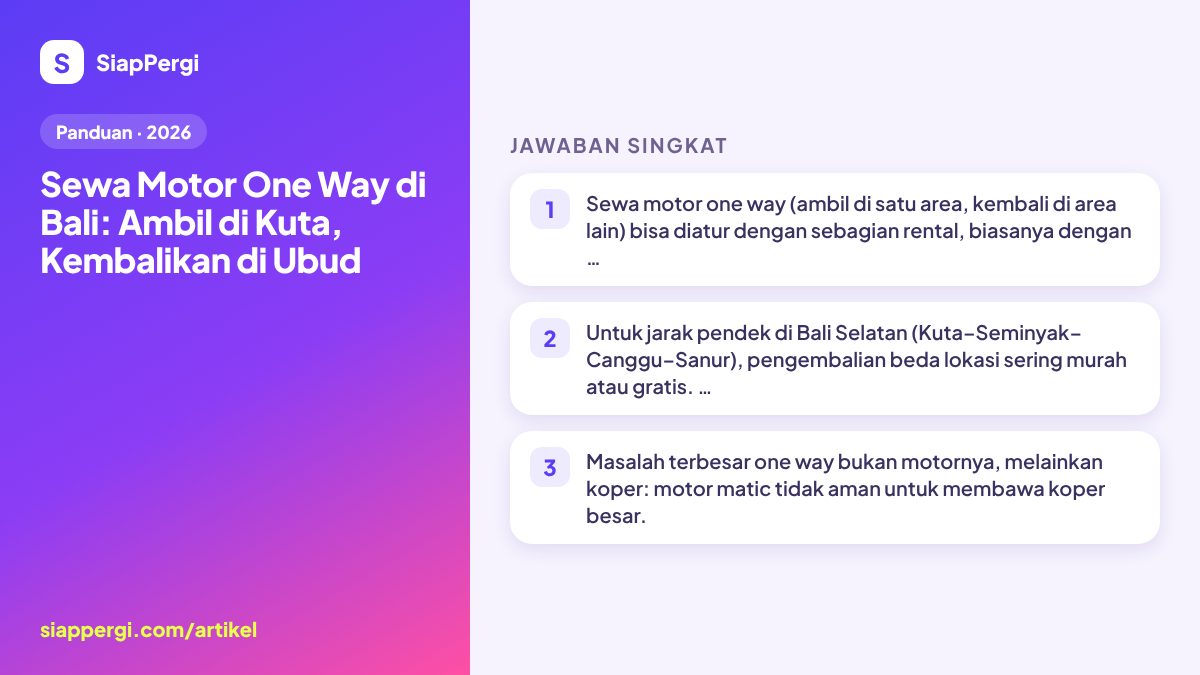 One-Way Scooter Rental in Bali: Pick Up in Kuta, Drop in Ubud
