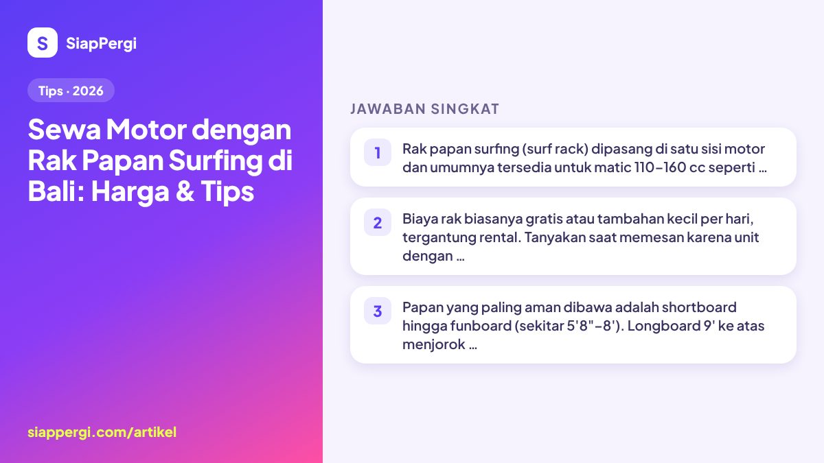 Scooter Rental with Surf Rack in Bali: Prices & Tips