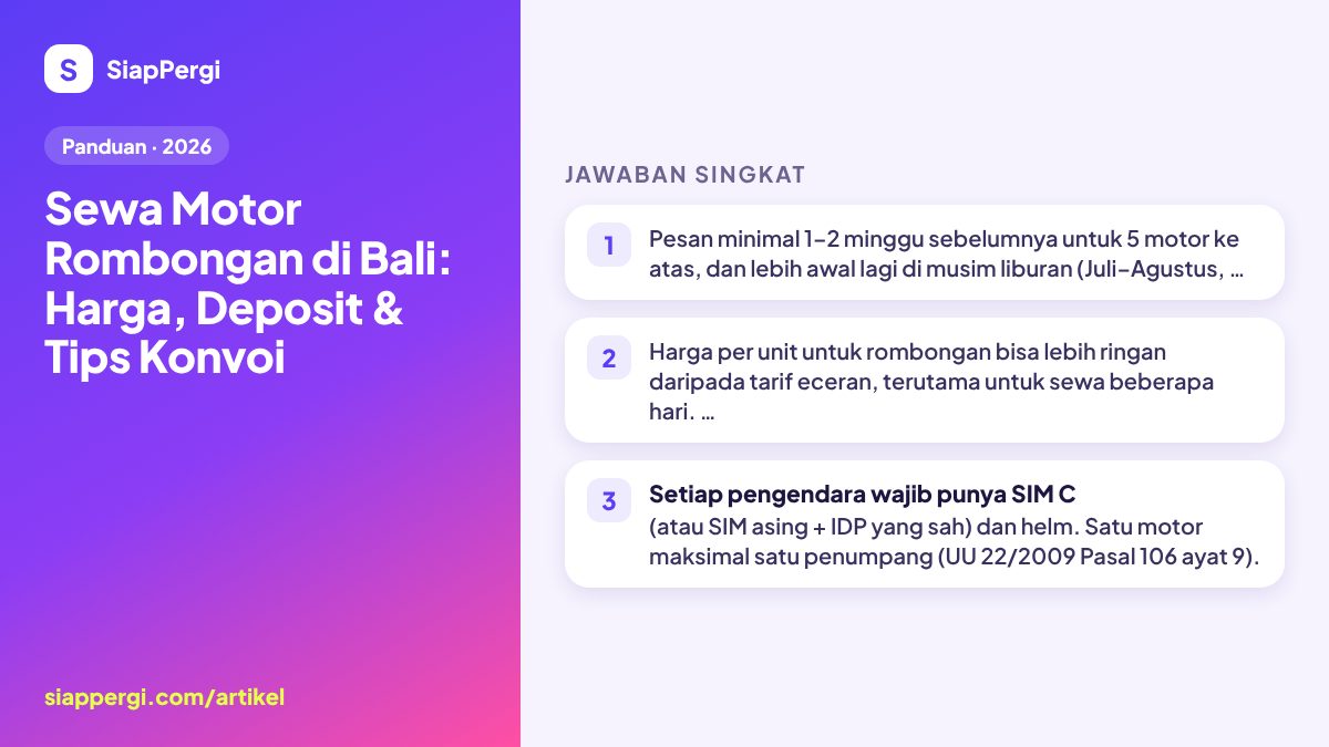 Group Scooter Rental in Bali: Prices, Deposits & Convoy Tips