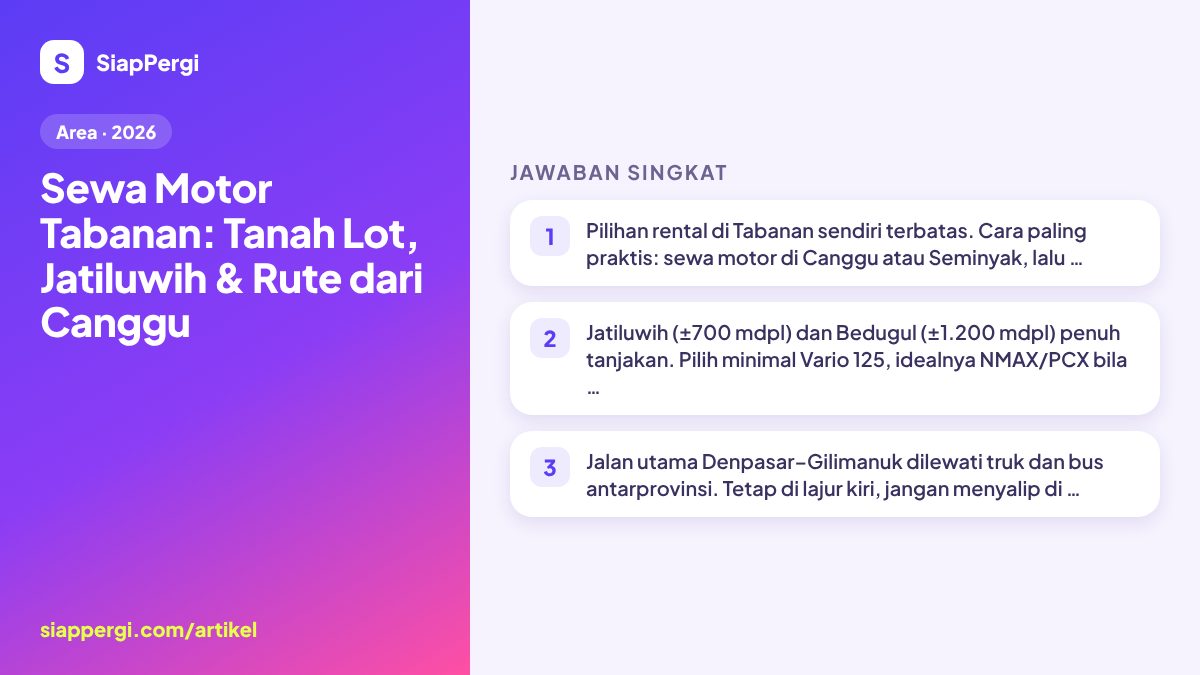 Scooter Rental for Tabanan: Tanah Lot, Jatiluwih & Routes