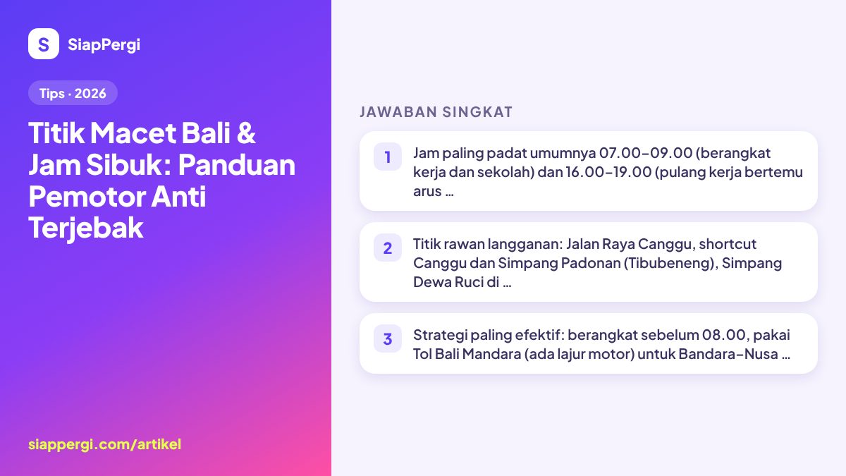 Bali Traffic Hotspots & Rush Hours: A Scooter Rider's Guide