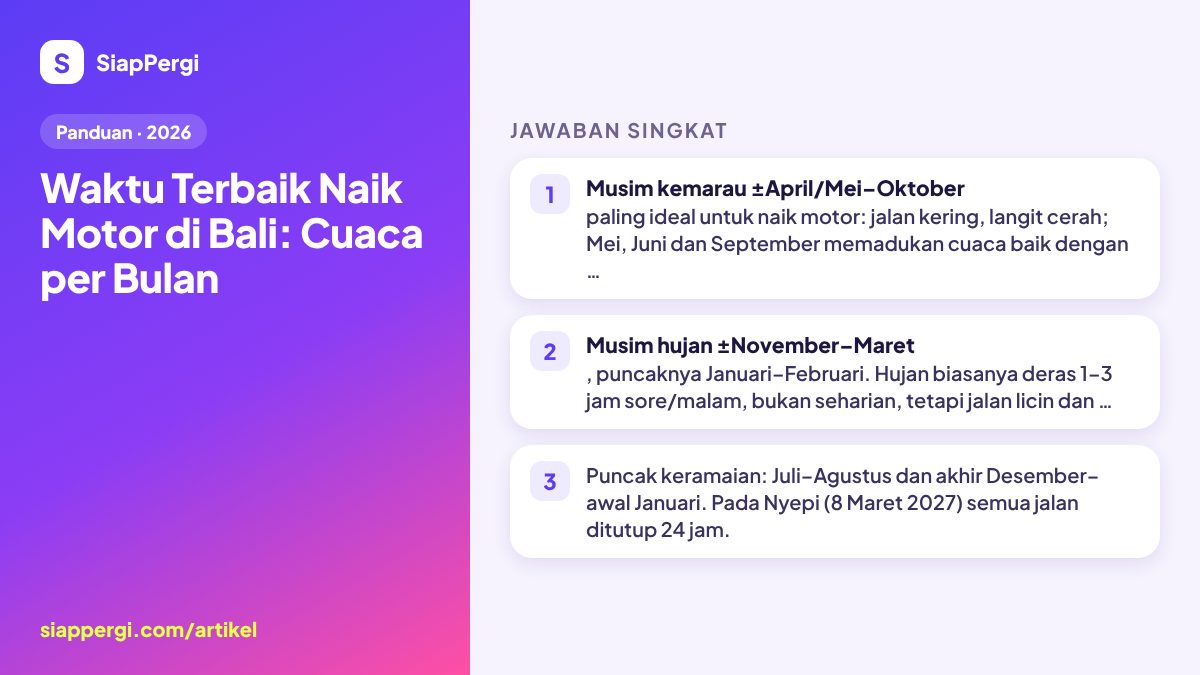 Best Time to Ride a Scooter in Bali: Weather by Month