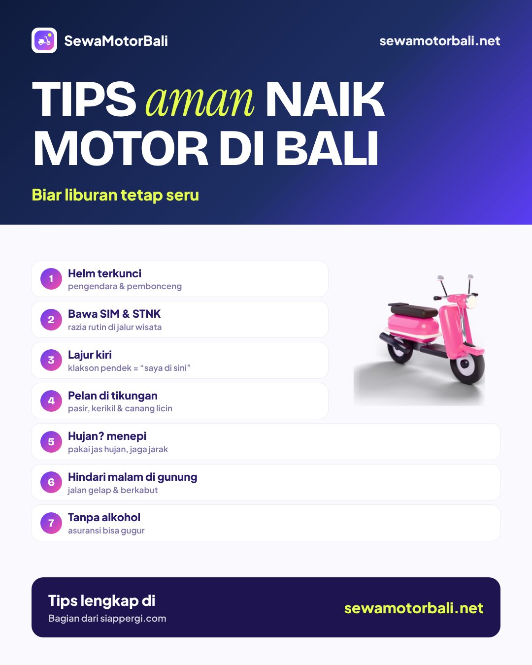 Seven safety tips for riding a scooter in Bali